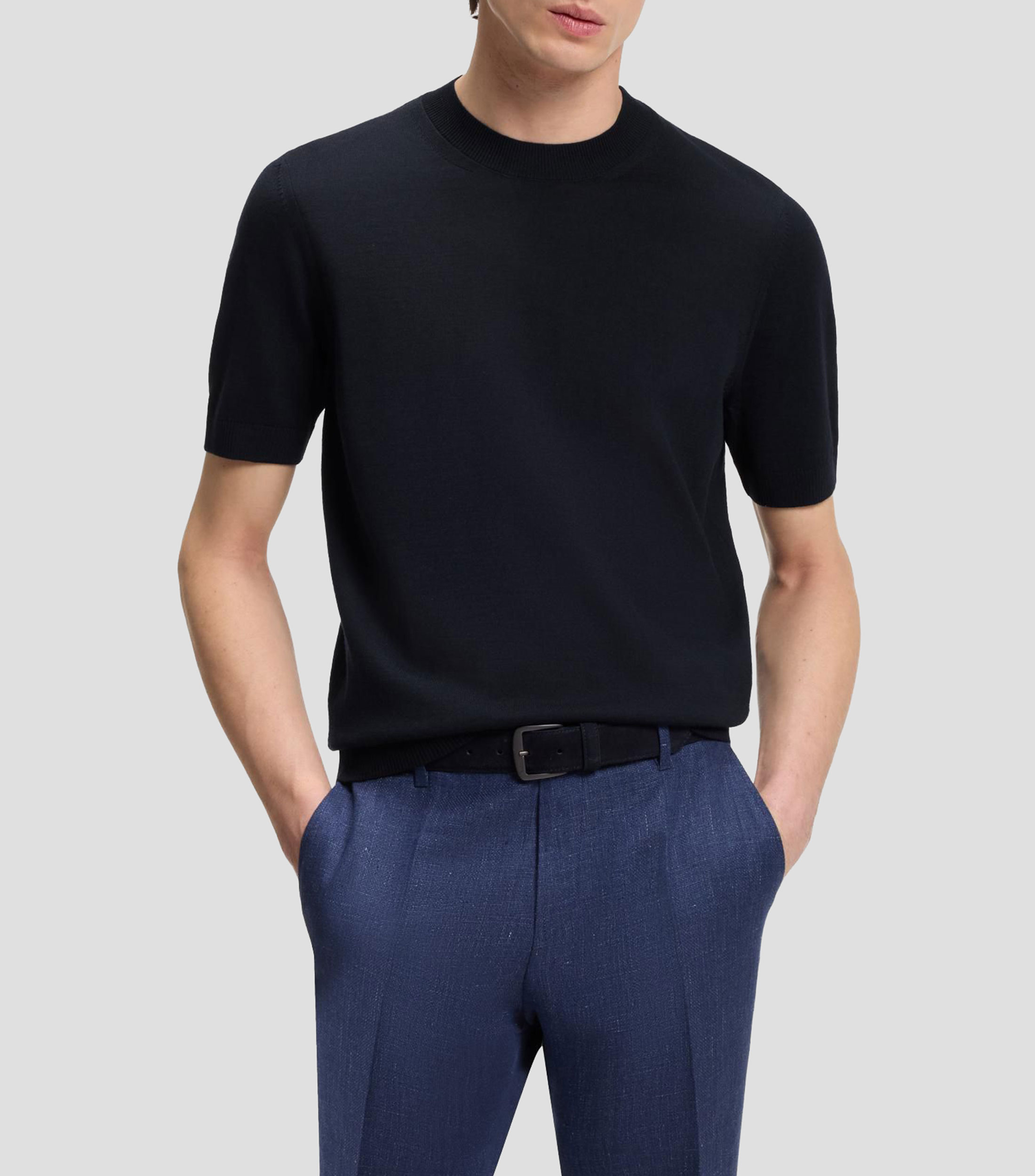 Playera de manga corta en lana merina Hombre